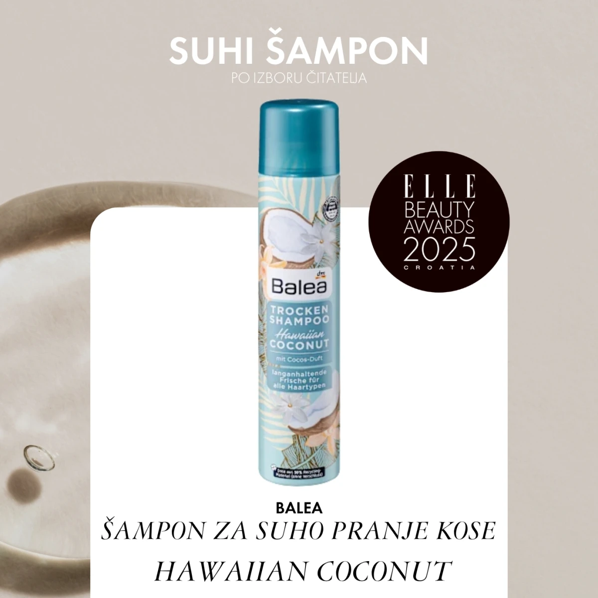 BALEA ŠAMPON ZA SUHO PRANJE KOSE HAWAIIAN COCONUT