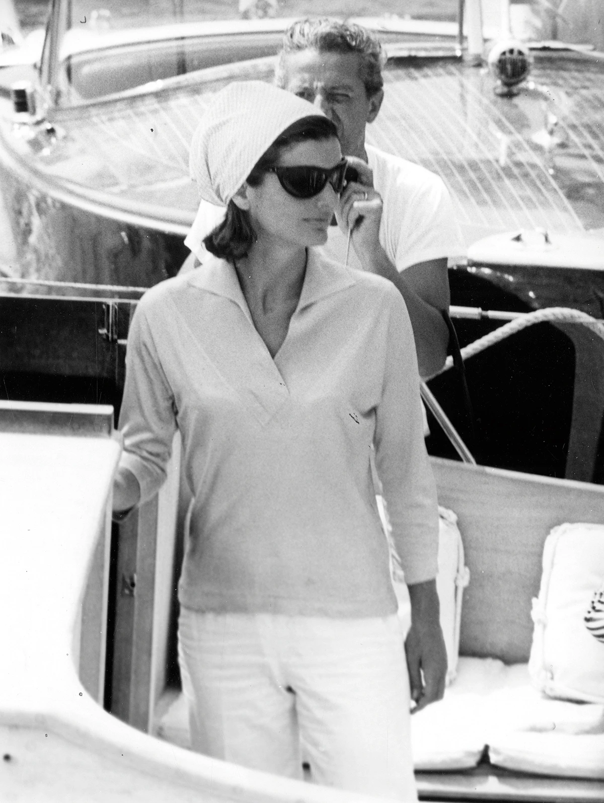 Jacqueline Kennedy stands on the prow of a boat at Amalfi Harbour. Even in her sporty vacation attire, the First Lady manages to look regal.24 August 1962,Image: 192502239, License: Rights-managed, Restrictions:, Model Release: no, Credit line: TopFoto/Topfoto/Profimedia